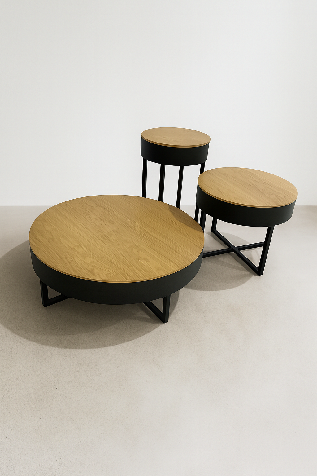 Modern 3’lü Yuvarlak Orta Sehpa Seti