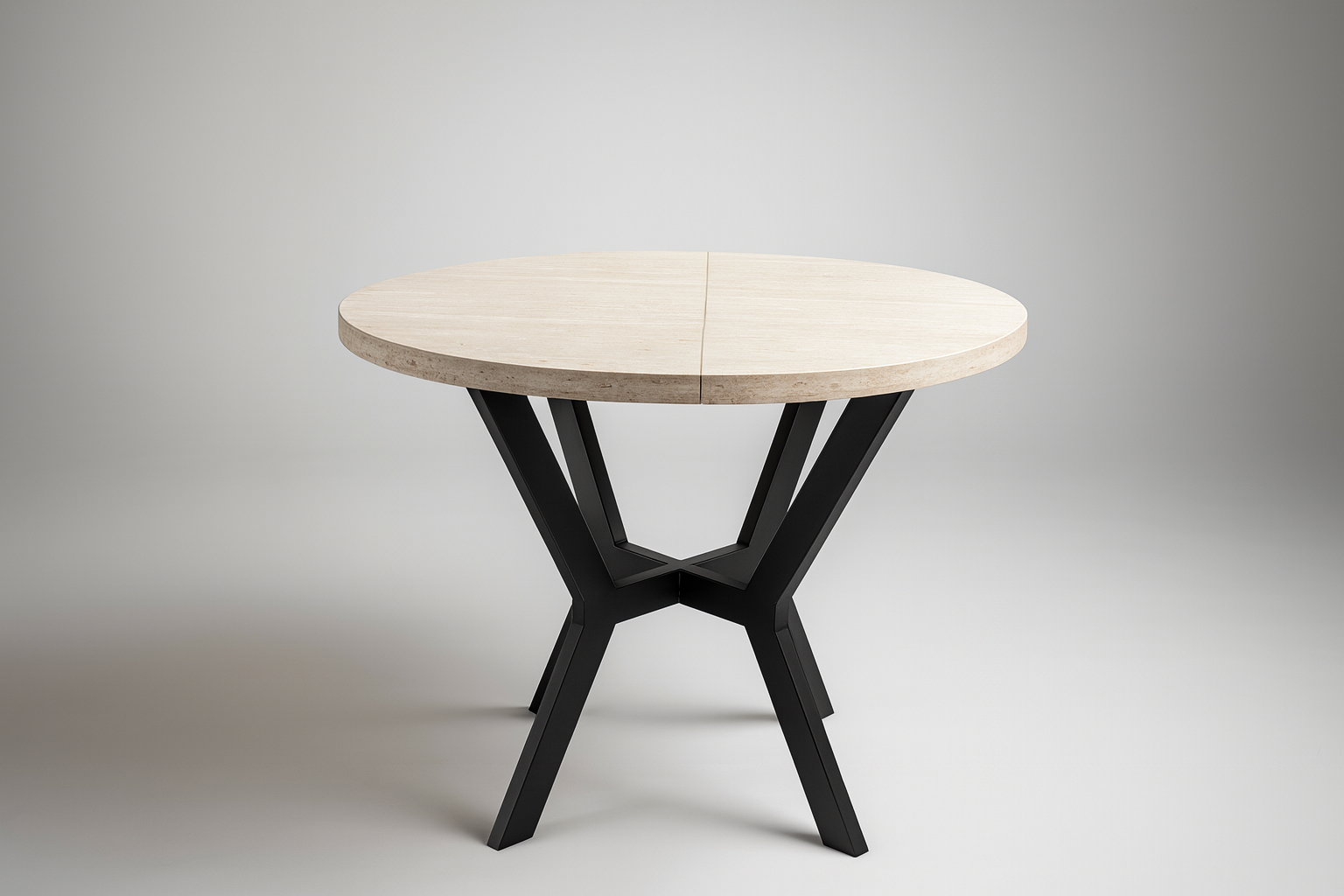 Yuvarlak Traverten Açılır Masa / Ayna Hediyeli