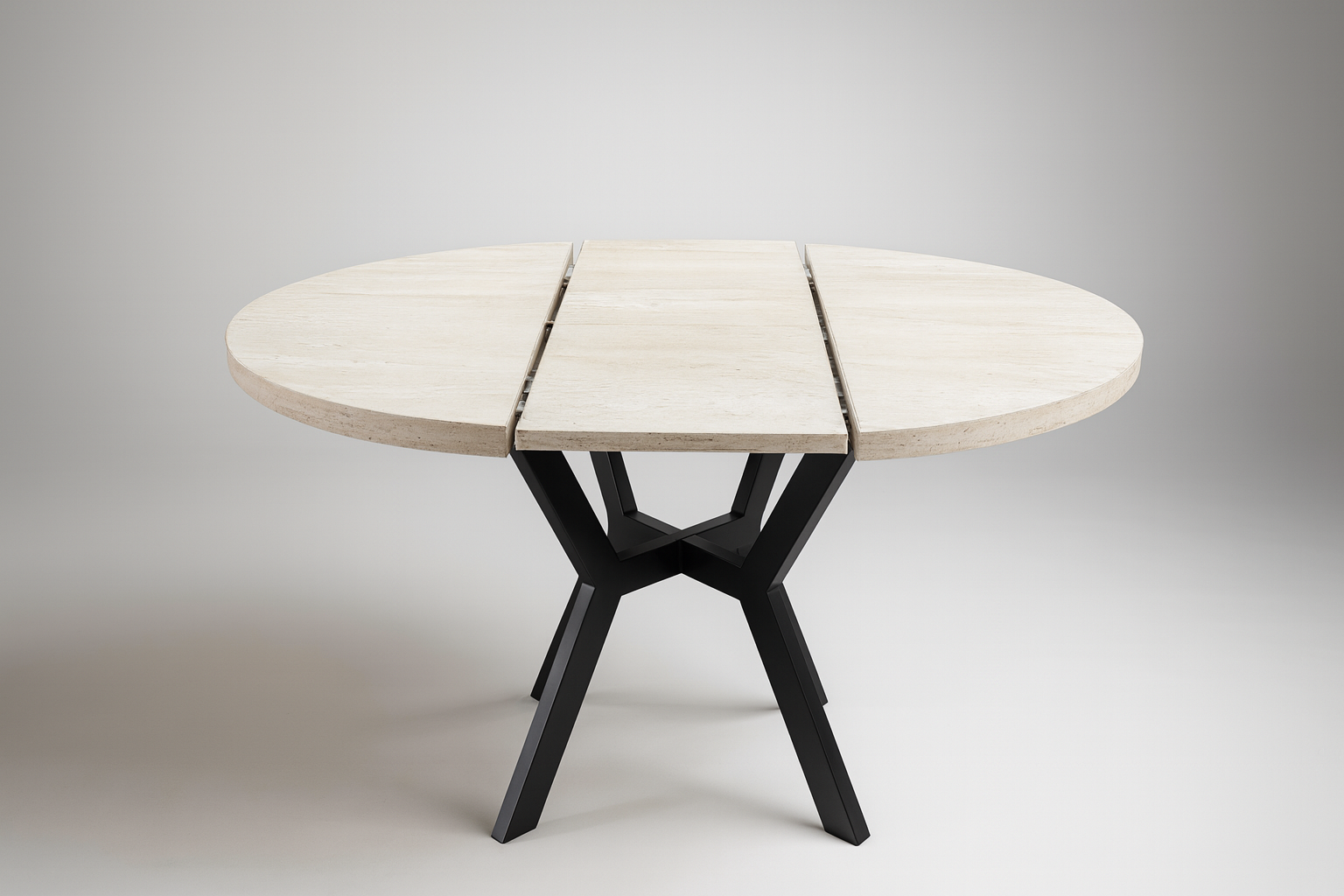 Yuvarlak Traverten Açılır Masa / Ayna Hediyeli