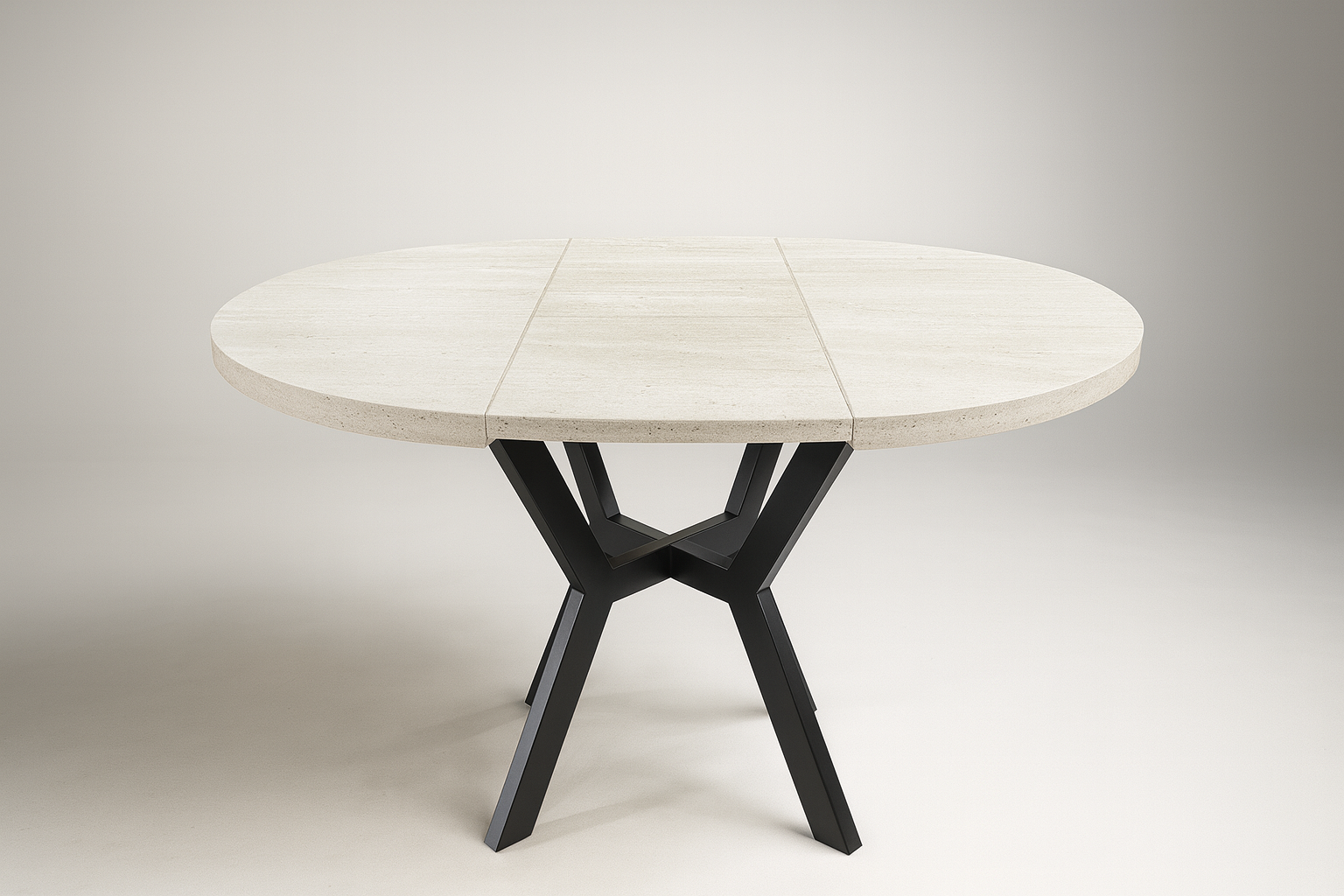 Yuvarlak Traverten Açılır Masa / Ayna Hediyeli