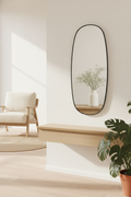 Oval Wall Mirror – 70x35 cm | Black Metal Frame