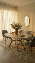 Round Travertine Extendable Table / Mirror Included